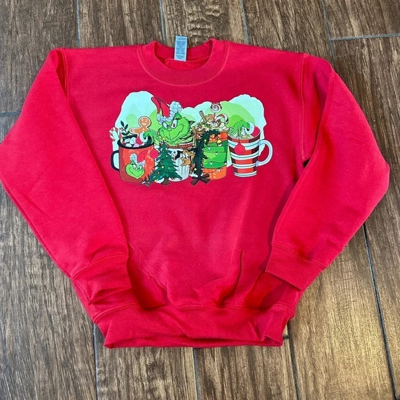 Grinch hot cocoa sweatshirt‎ youth size small 6-8 - Picture 1 of 4